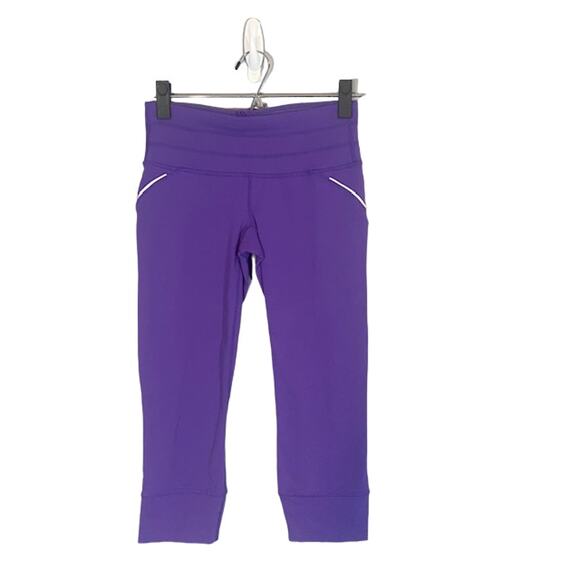 Athleta Purple Fitted Athletic Yoga Capri Leggings Women Sz XS - Picture 1 of 10